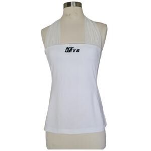 NWT All Sport Couture Women's White New York Jets Sleeveless Halter Top Size S